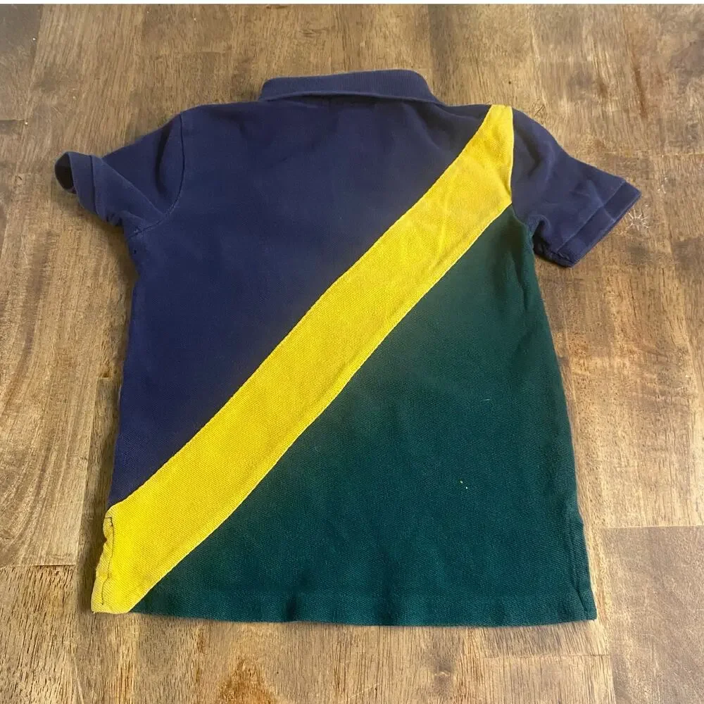 Polo Ralph Lauren blue green yellow large pony short‎ sleeve polo shirt SIZE 5
